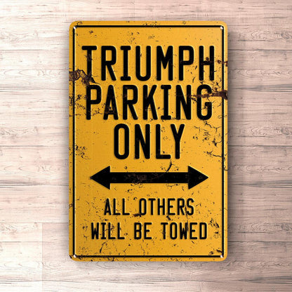 Triumph Parking Only Skilte, Musemåtte, Dørmåtte-Parking skilte-Triumph-Garage Culture Shop- garage - man cave - merchandise
