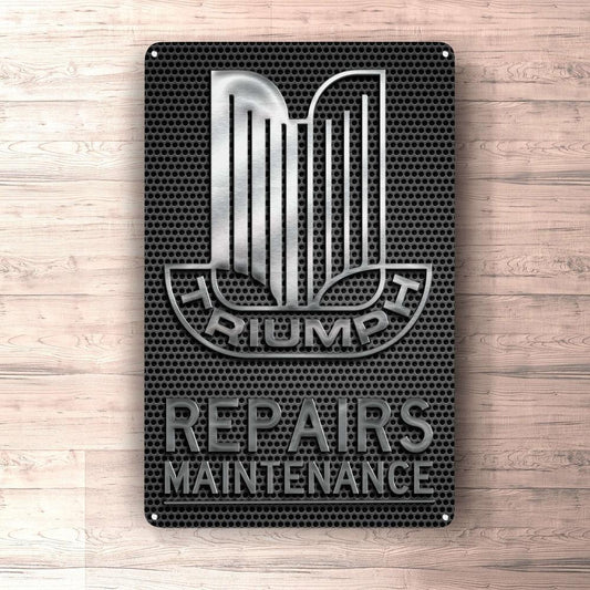 Triumph Repairs Maintenance Skilte, Musemåtte, Dørmåtte , Plakat-Skilte-Triumph-Garage Culture Shop- garage - man cave - merchandise