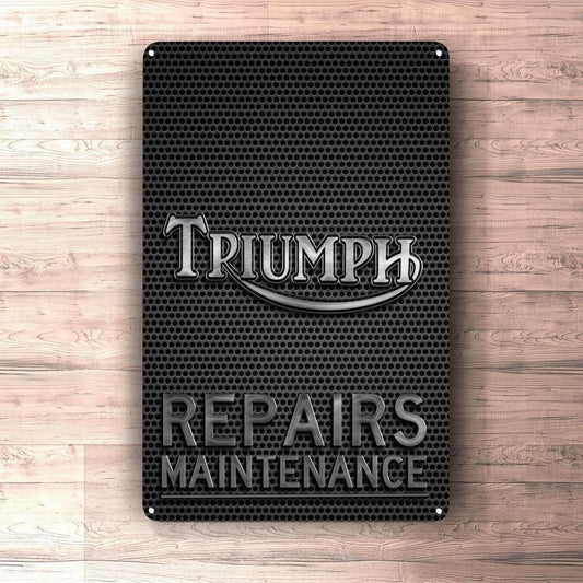Triumph Repairs Maintenance Skilte, Musemåtte, Dørmåtte-Skilte-Triumph-Garage Culture Shop- garage - man cave - merchandise
