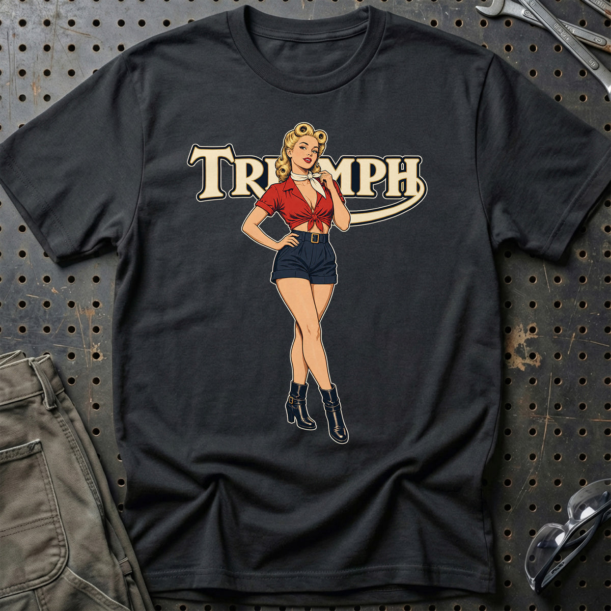 Triumph Retro Pinup – Motorcykel T-Shirt – Sort
