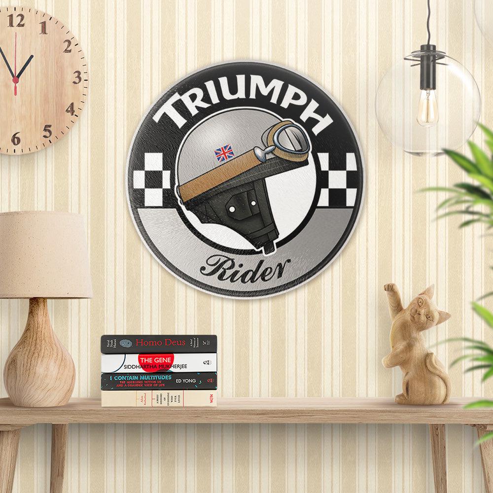 Triumph Rider, Runde Skilte , Musemåtte Rundt , Kop Underlag, Underlagssæt-Runde Skilte-Triumph-Garage Culture Shop- garage - man cave - merchandise