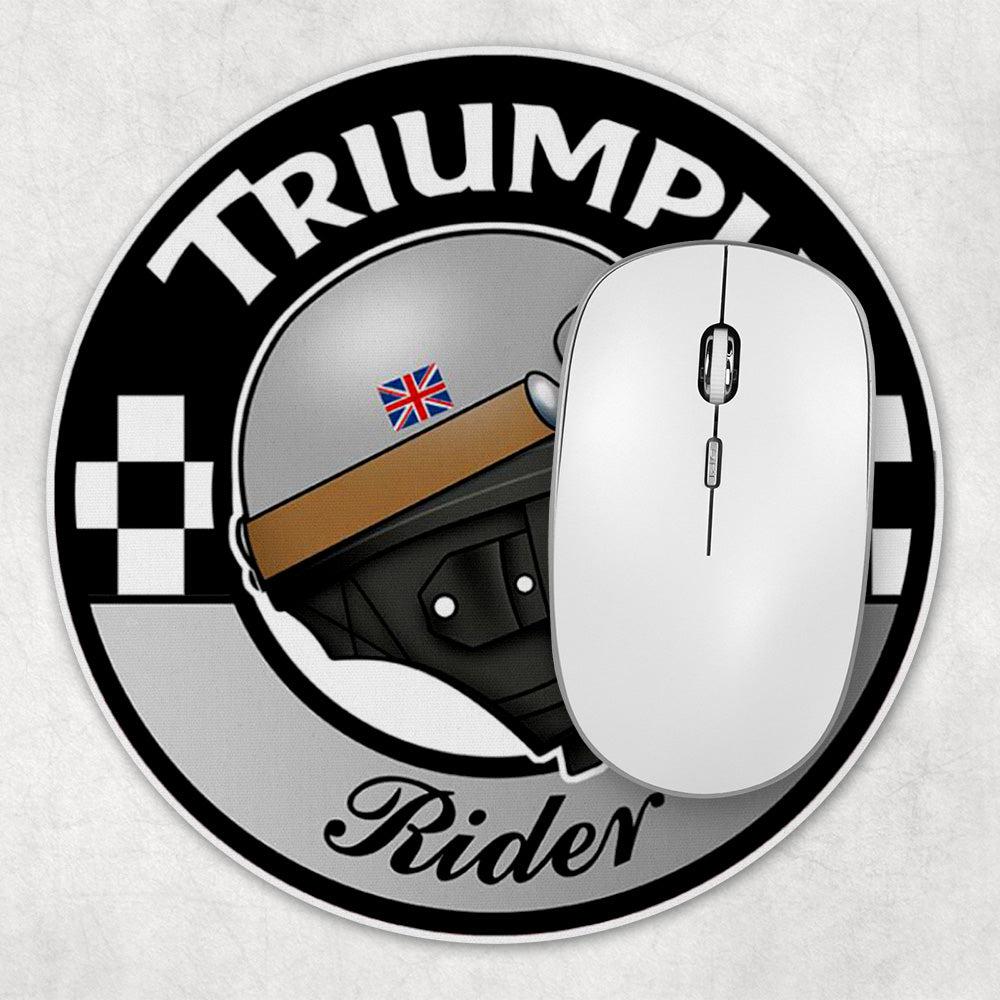 Triumph Rider, Runde Skilte , Musemåtte Rundt , Kop Underlag, Underlagssæt-Runde Skilte-Triumph-Garage Culture Shop- garage - man cave - merchandise