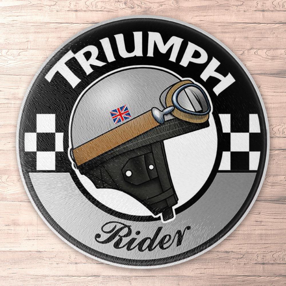 Triumph Rider, Runde Skilte , Musemåtte Rundt , Kop Underlag, Underlagssæt-Runde Skilte-Triumph-Garage Culture Shop- garage - man cave - merchandise