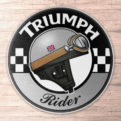 Triumph Rider, Runde Skilte , Musemåtte Rundt , Kop Underlag, Underlagssæt-Runde Skilte-Triumph-Garage Culture Shop- garage - man cave - merchandise