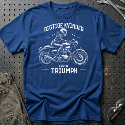 Triumph Rigtige Kvinder Kører Triumph - Unisex T-Shirt , Bomuld-Beklædning-Triumph-Blå Royal-S-Garage Culture Shop- garage - man cave - merchandise