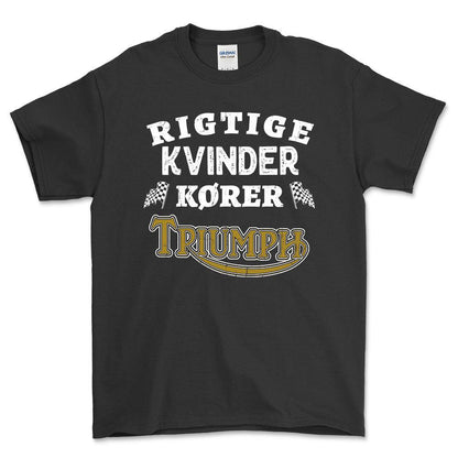 Triumph Rigtige Kvinder Kører - Unisex T-Shirt , Bomuld-Beklædning-Triumph-Sort-S-Forside-Garage Culture Shop- garage - man cave - merchandise