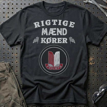 Triumph Rigtige Mænd Kører - Unisex T-Shirt , Bomuld-Beklædning-Triumph-Sort-S-Garage Culture Shop- garage - man cave - merchandise