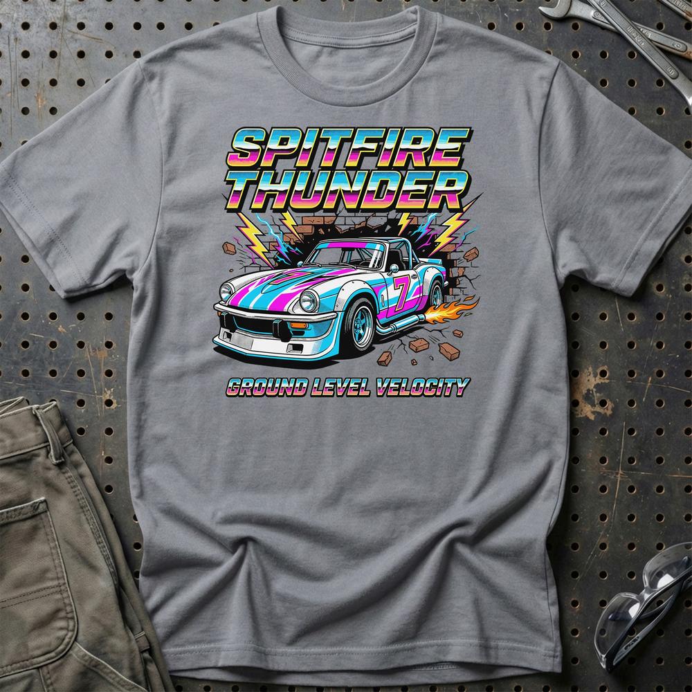 Triumph Spitfire Thunder Ground Level Velocity - Unisex T-Shirt-Beklædning-Triumph-Grå Sport-S-Garage Culture Shop- garage - man cave - merchandise