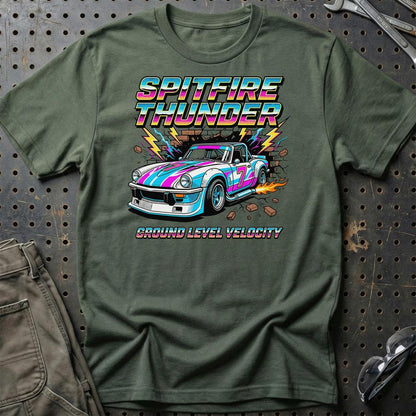 Triumph Spitfire Thunder Ground Level Velocity - Unisex T-Shirt-Beklædning-Triumph-Grøn Militær-S-Garage Culture Shop- garage - man cave - merchandise