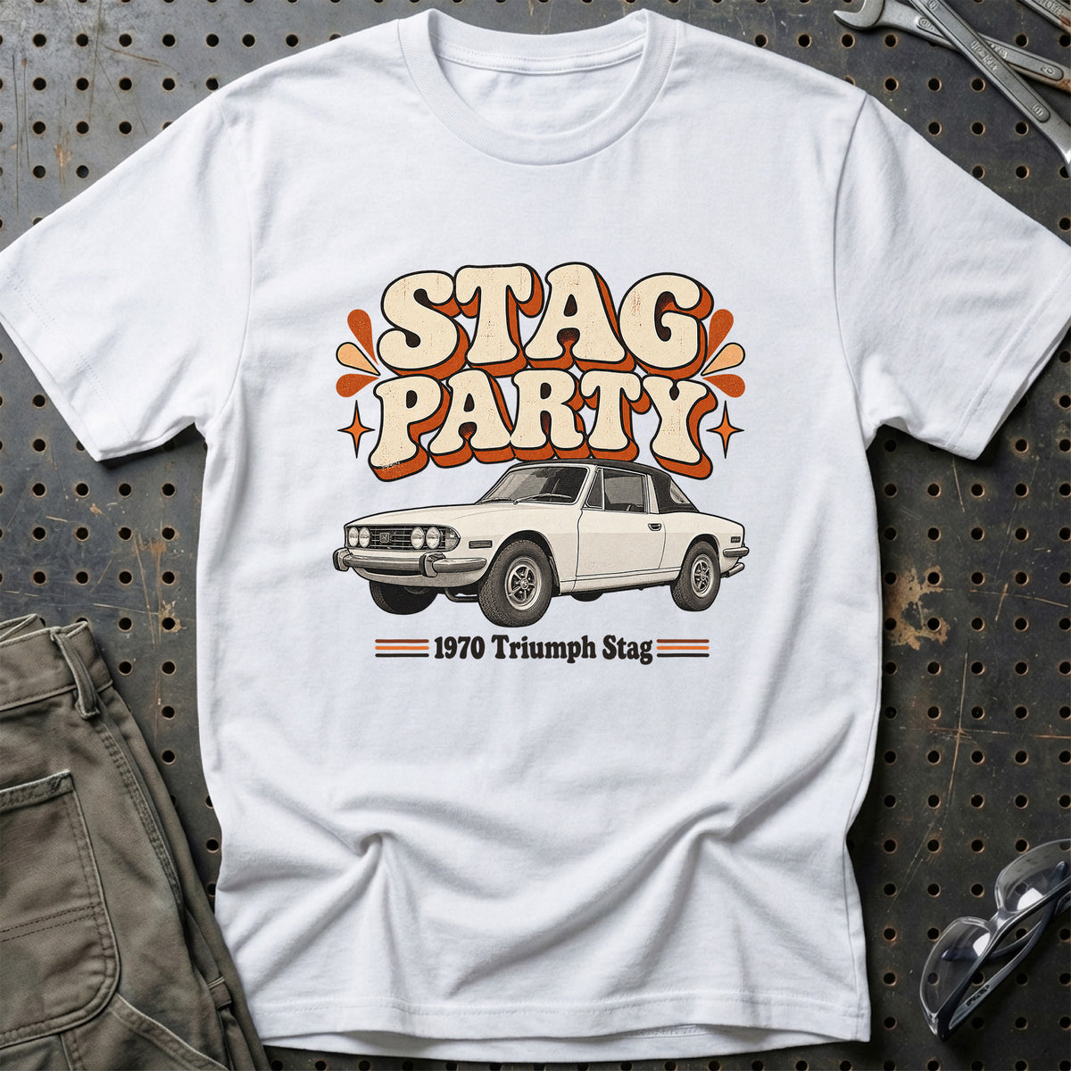 
Triumph Stag 1970 – Stag Party T-Shirt – Hvid