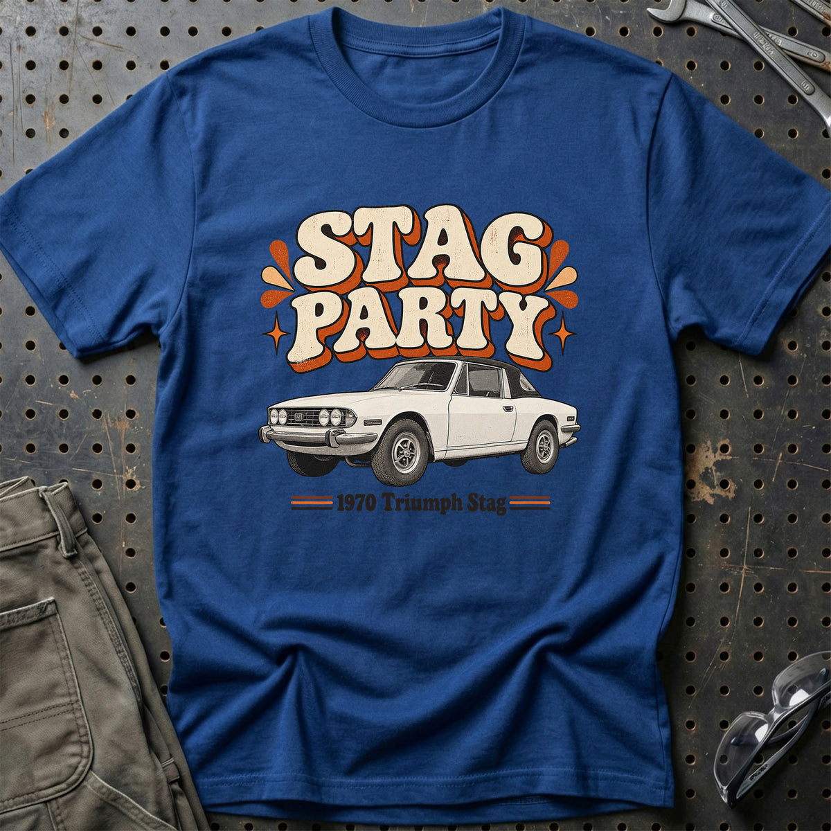 
Triumph Stag 1970 – Stag Party T-Shirt – Blå Royal