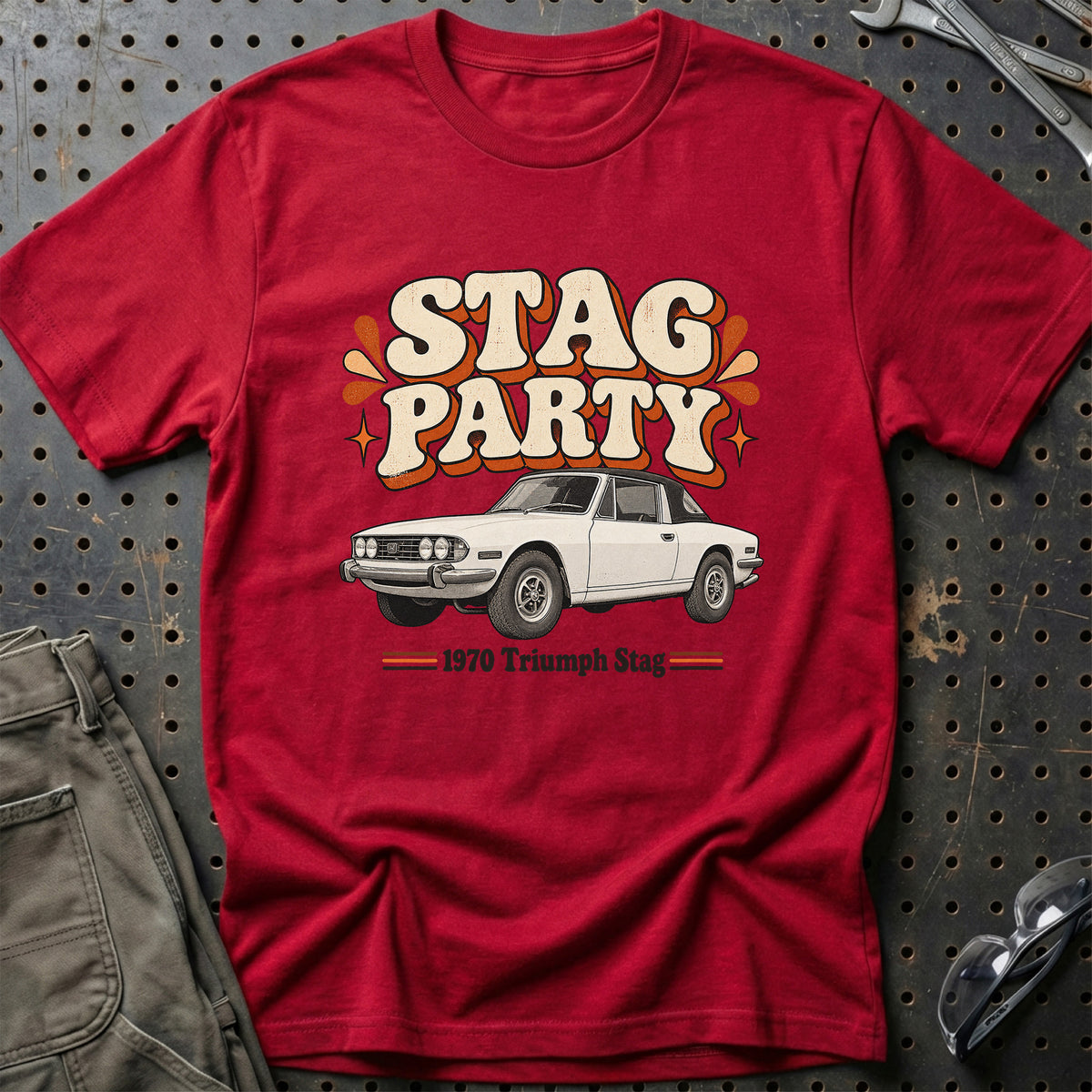 
Triumph Stag 1970 – Stag Party T-Shirt – Rød