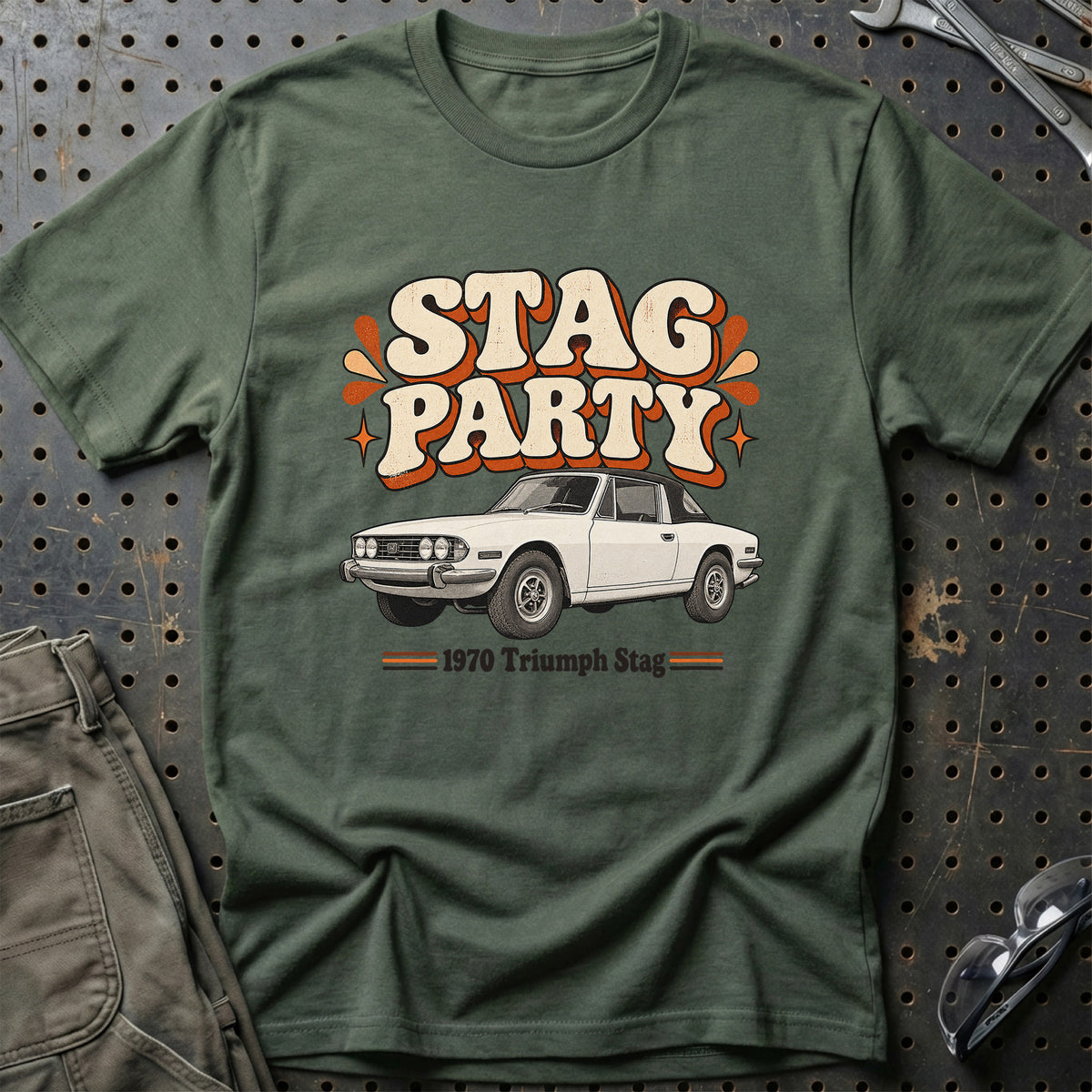 
Triumph Stag 1970 – Stag Party T-Shirt – Grøn Militær
