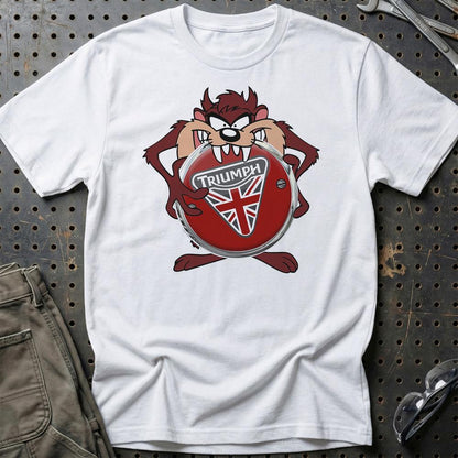 Triumph TAZ Unisex T-Shirt , Bomuld-Beklædning-Triumph-Hvid-S-Garage Culture Shop- garage - man cave - merchandise