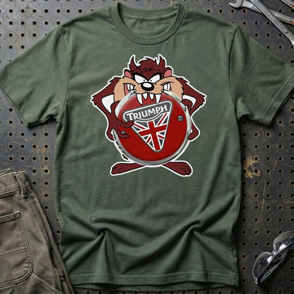 Triumph TAZ Unisex T-Shirt , Bomuld-Beklædning-Triumph-Grøn Militær-S-Garage Culture Shop- garage - man cave - merchandise