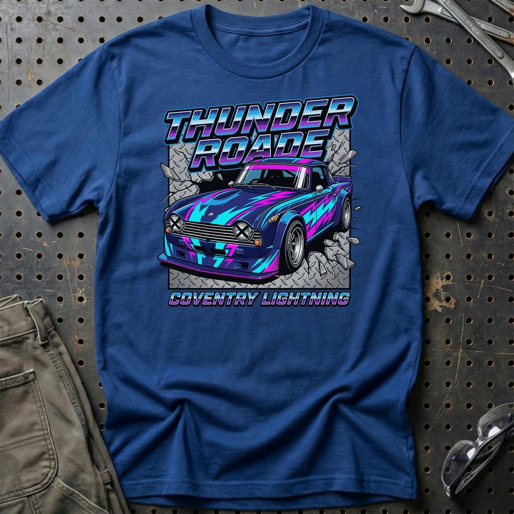Triumph TR4 Thunder Roadster Coventry Lightning - Unisex T-Shirt-Beklædning-Triumph-Blå Royal-S-Garage Culture Shop- garage - man cave - merchandise