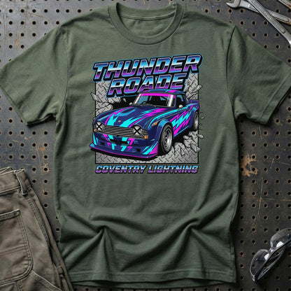Triumph TR4 Thunder Roadster Coventry Lightning - Unisex T-Shirt-Beklædning-Triumph-Grøn Militær-S-Garage Culture Shop- garage - man cave - merchandise