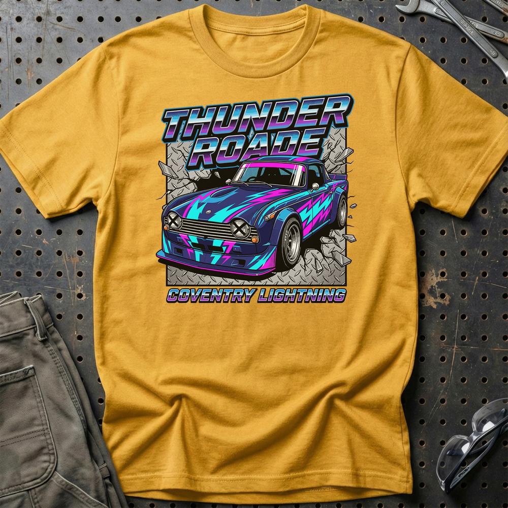 Triumph TR4 Thunder Roadster Coventry Lightning - Unisex T-Shirt-Beklædning-Triumph-Guld-S-Garage Culture Shop- garage - man cave - merchandise