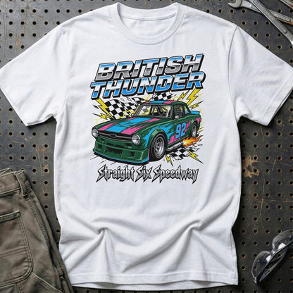 Triumph TR6 British Thunder Straight Six Speedway - Unisex T-Shirt-Beklædning-Triumph-Hvid-S-Garage Culture Shop- garage - man cave - merchandise
