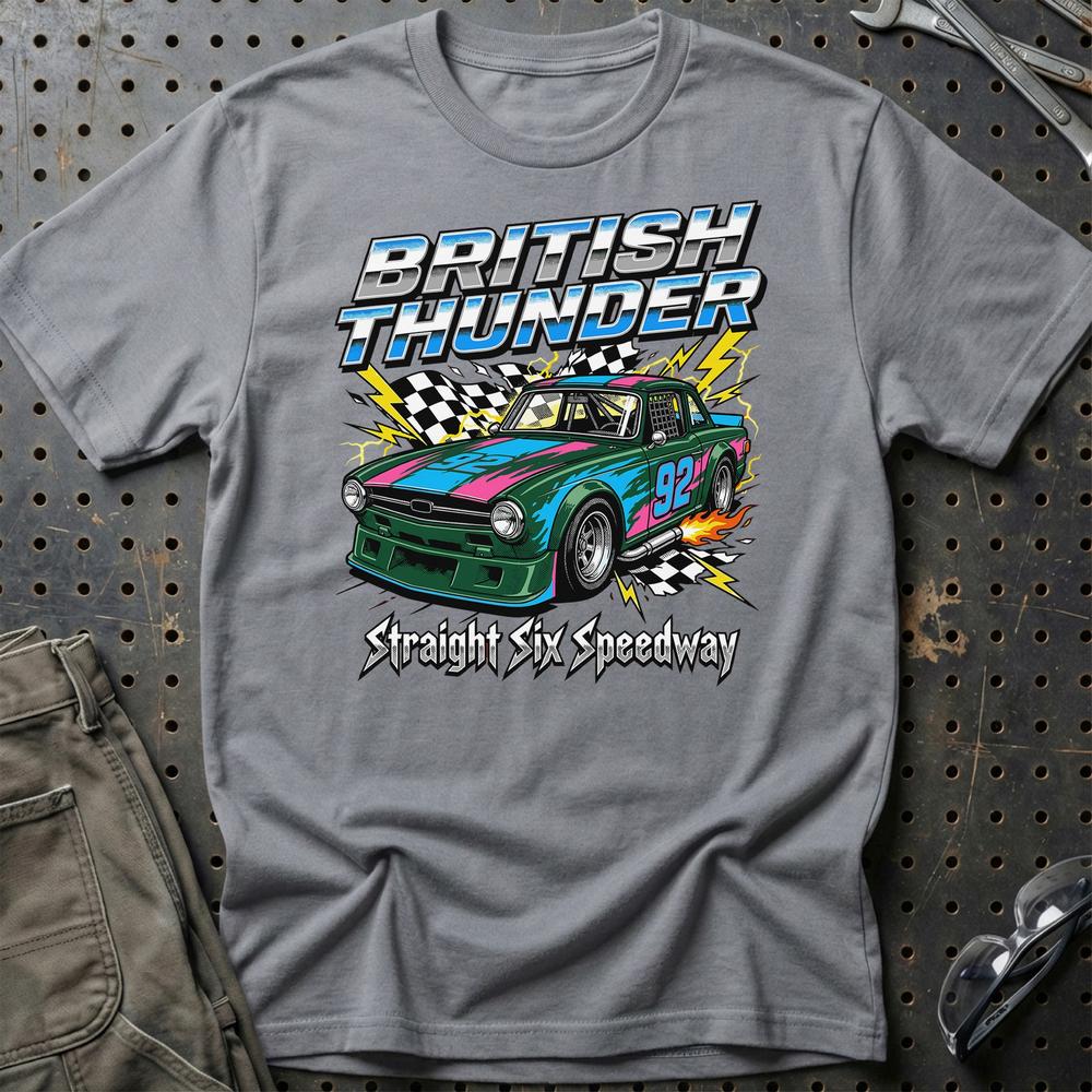 Triumph TR6 British Thunder Straight Six Speedway - Unisex T-Shirt-Beklædning-Triumph-Grå Sport-S-Garage Culture Shop- garage - man cave - merchandise