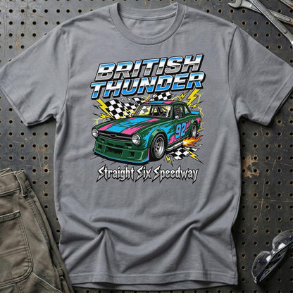Triumph TR6 British Thunder Straight Six Speedway - Unisex T-Shirt-Beklædning-Triumph-Grå Sport-S-Garage Culture Shop- garage - man cave - merchandise