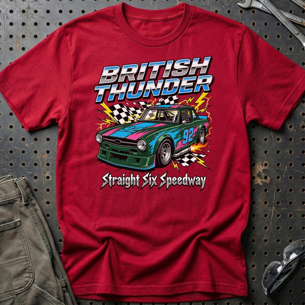 Triumph TR6 British Thunder Straight Six Speedway - Unisex T-Shirt-Beklædning-Triumph-Rød-S-Garage Culture Shop- garage - man cave - merchandise