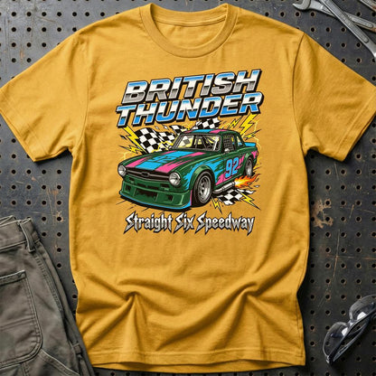 Triumph TR6 British Thunder Straight Six Speedway - Unisex T-Shirt-Beklædning-Triumph-Guld-S-Garage Culture Shop- garage - man cave - merchandise