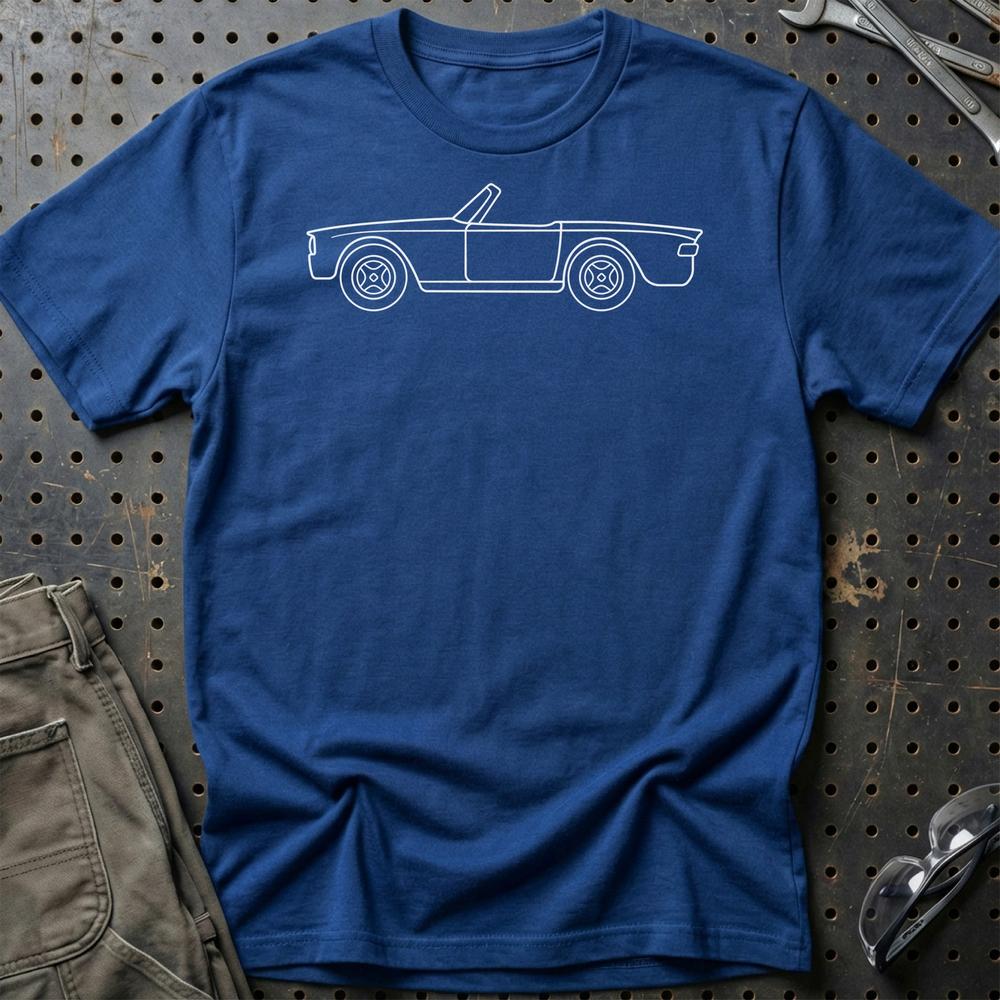 Triumph TR6 Outline - Unisex T-Shirt , Bomuld-Beklædning-Triumph-Blå Royal-S-Garage Culture Shop- garage - man cave - merchandise