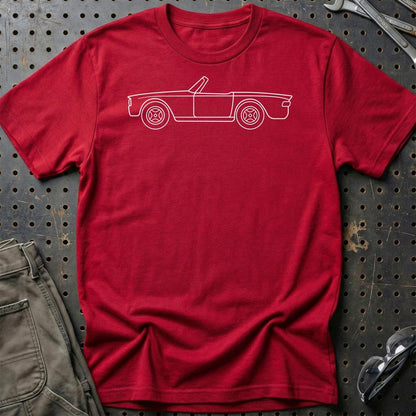 Triumph TR6 Outline - Unisex T-Shirt , Bomuld-Beklædning-Triumph-Rød-S-Garage Culture Shop- garage - man cave - merchandise