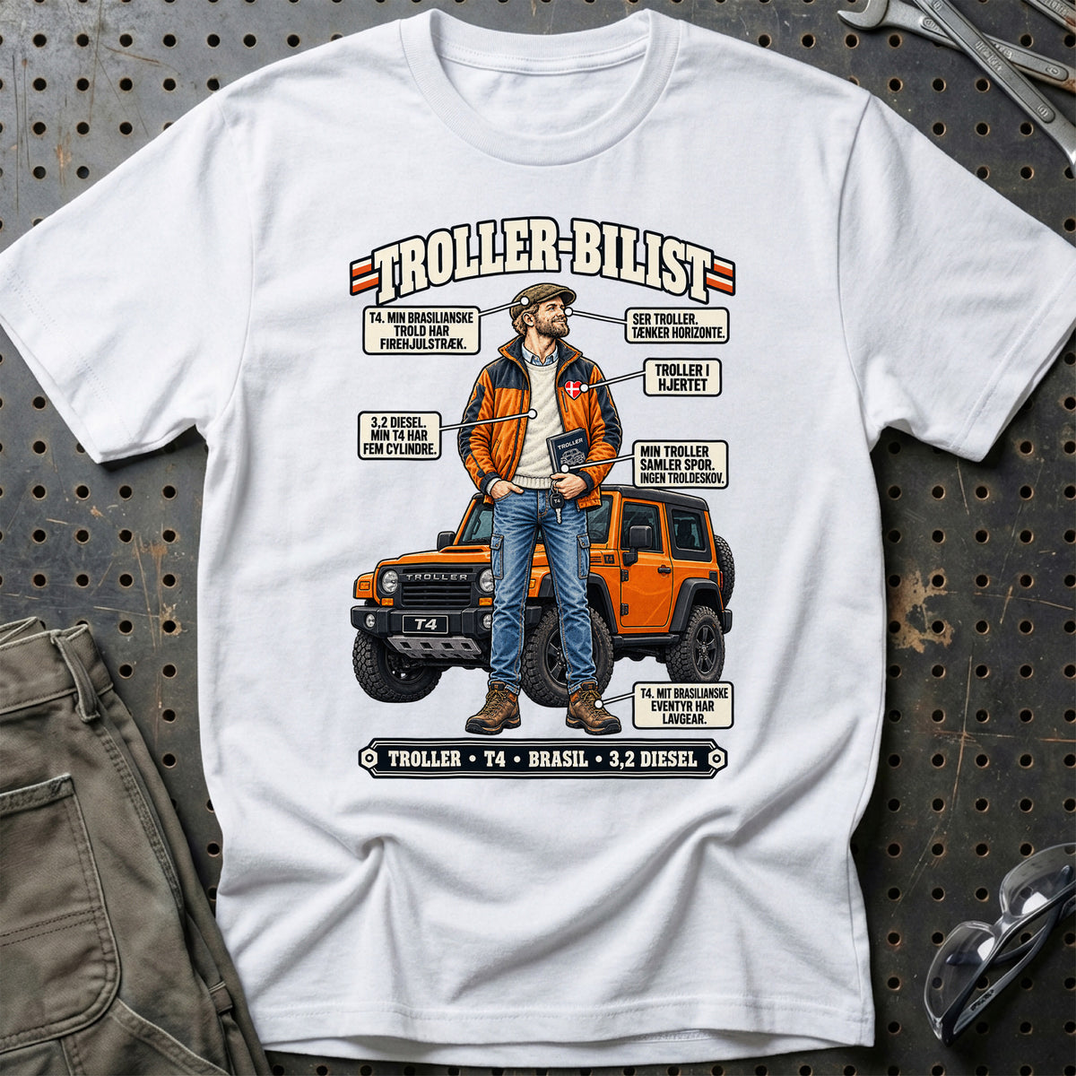
Troller-Bilist T-Shirt – Hvid
