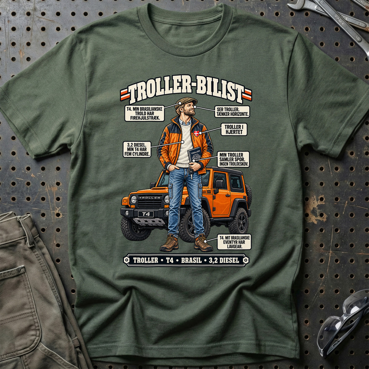 
Troller-Bilist T-Shirt – Grøn Militær