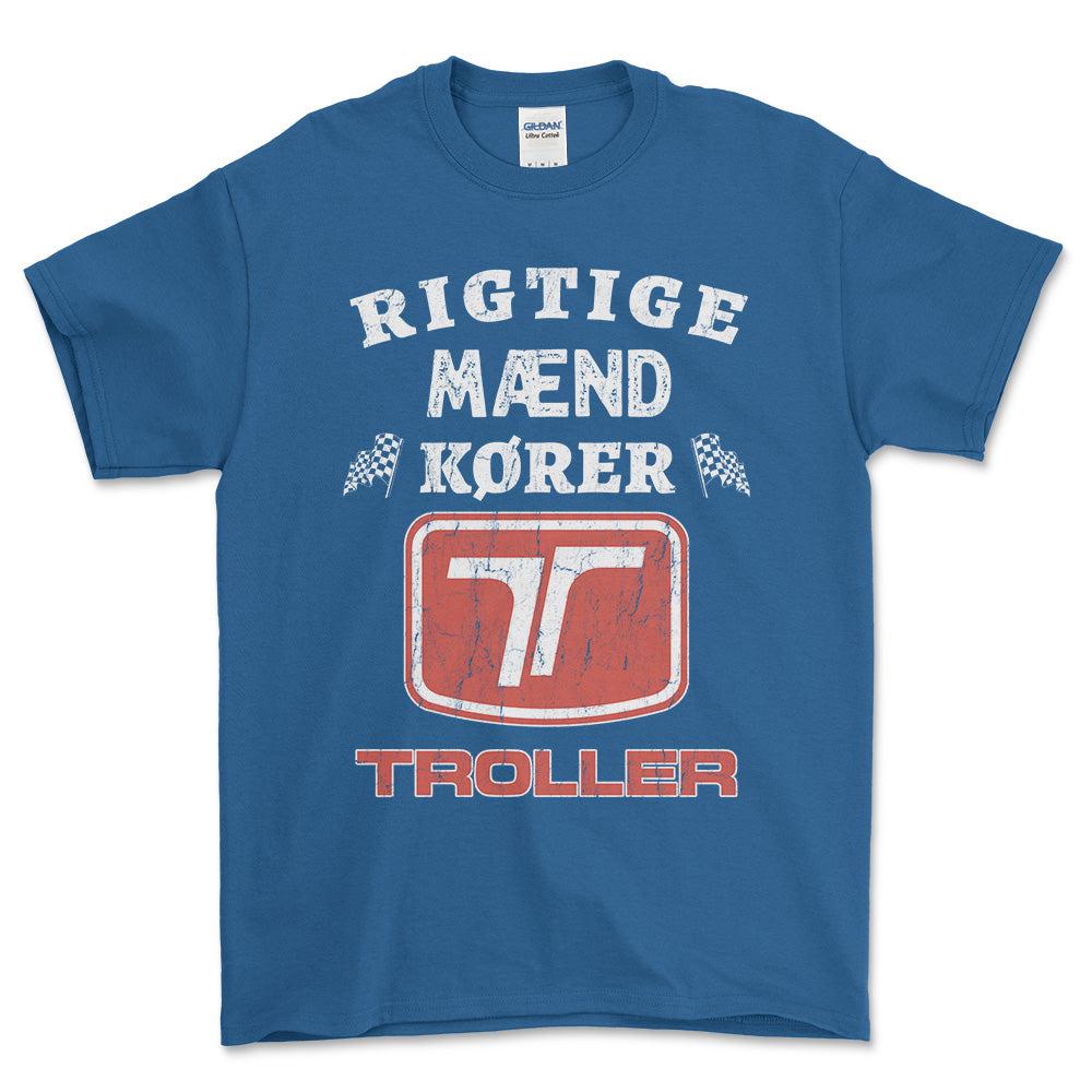 Troller Rigtige Mænd Kører - Unisex T-Shirt , Bomuld-Beklædning-Troller-Blå Royal-S-Forside-Garage Culture Shop- garage - man cave - merchandise