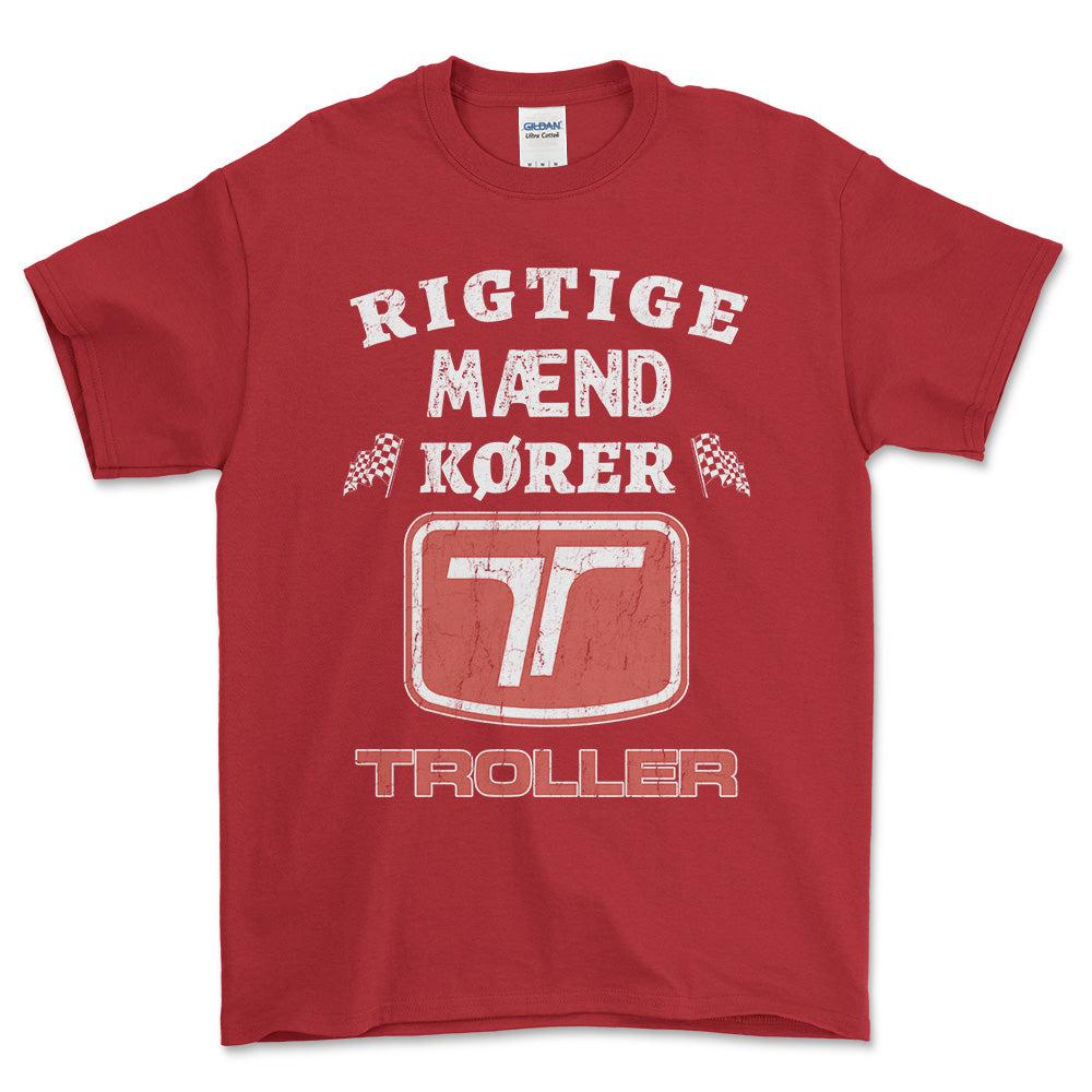 Troller Rigtige Mænd Kører - Unisex T-Shirt , Bomuld-Beklædning-Troller-Rød-S-Forside-Garage Culture Shop- garage - man cave - merchandise