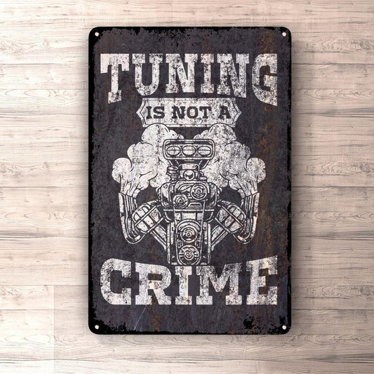Tuning Is Not A Crime Skilte, Musemåtte, Dørmåtte-Skilte-Funny Garage-Garage Culture Shop- garage - man cave - merchandise