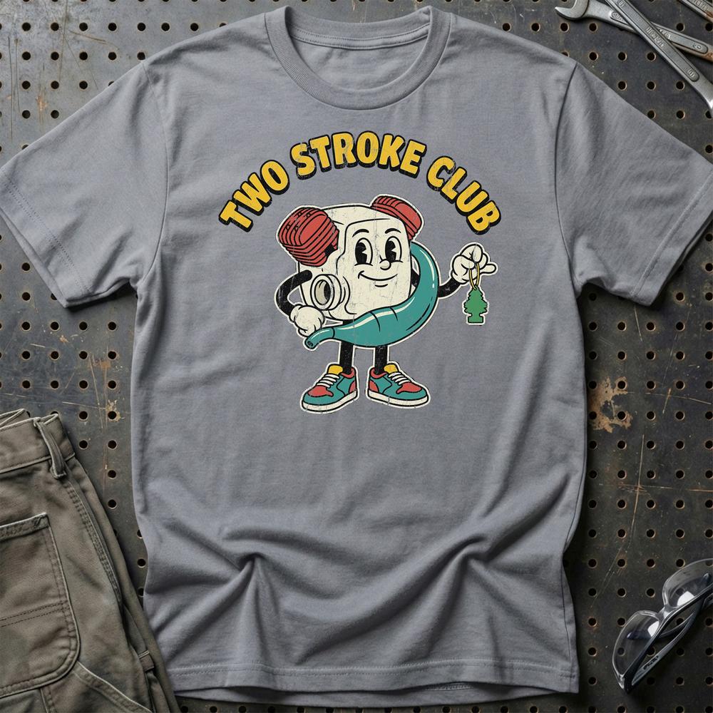 Two Stroke Club - Oldschool Mascot Engine T-Shirt-Beklædning-Garage Culture-Grå Sport-S-Garage Culture Shop- garage - man cave - merchandise