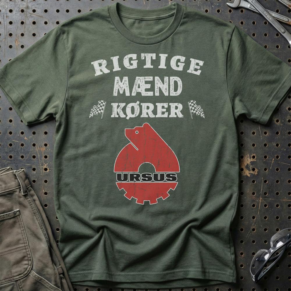 Ursus Rigtige Mænd Kører T-Shirt-Beklædning-Ursus-Grøn Militær-S-Garage Culture Shop- garage - man cave - merchandise