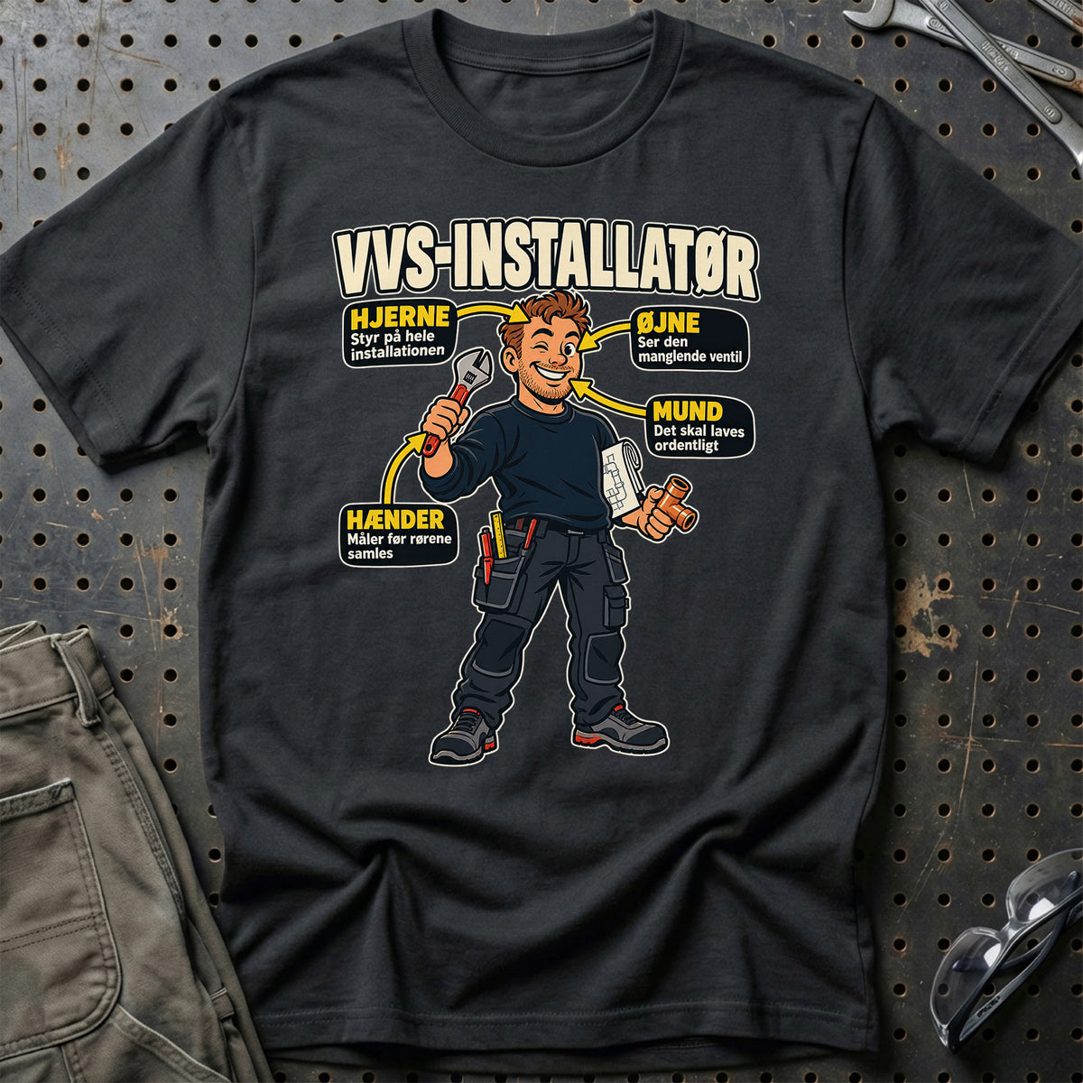 VVS-installatør – Anatomi T-Shirt – Sort