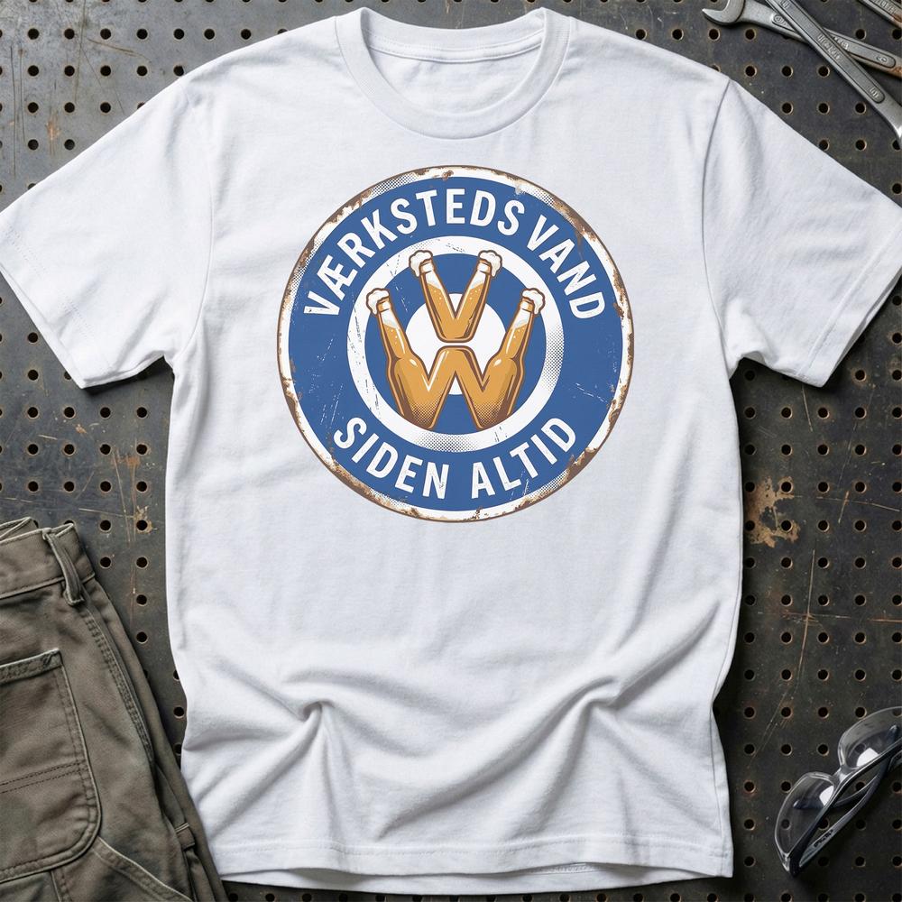 VW Værkstedsvand Siden Altid T-Shirt-Beklædning-VW-Hvid-S-Garage Culture Shop- garage - man cave - merchandise