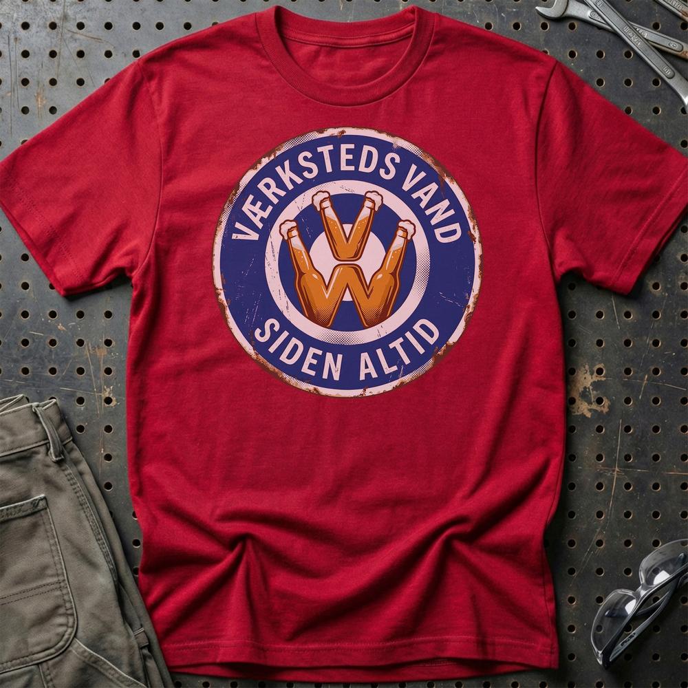VW Værkstedsvand Siden Altid T-Shirt-Beklædning-VW-Rød-S-Garage Culture Shop- garage - man cave - merchandise