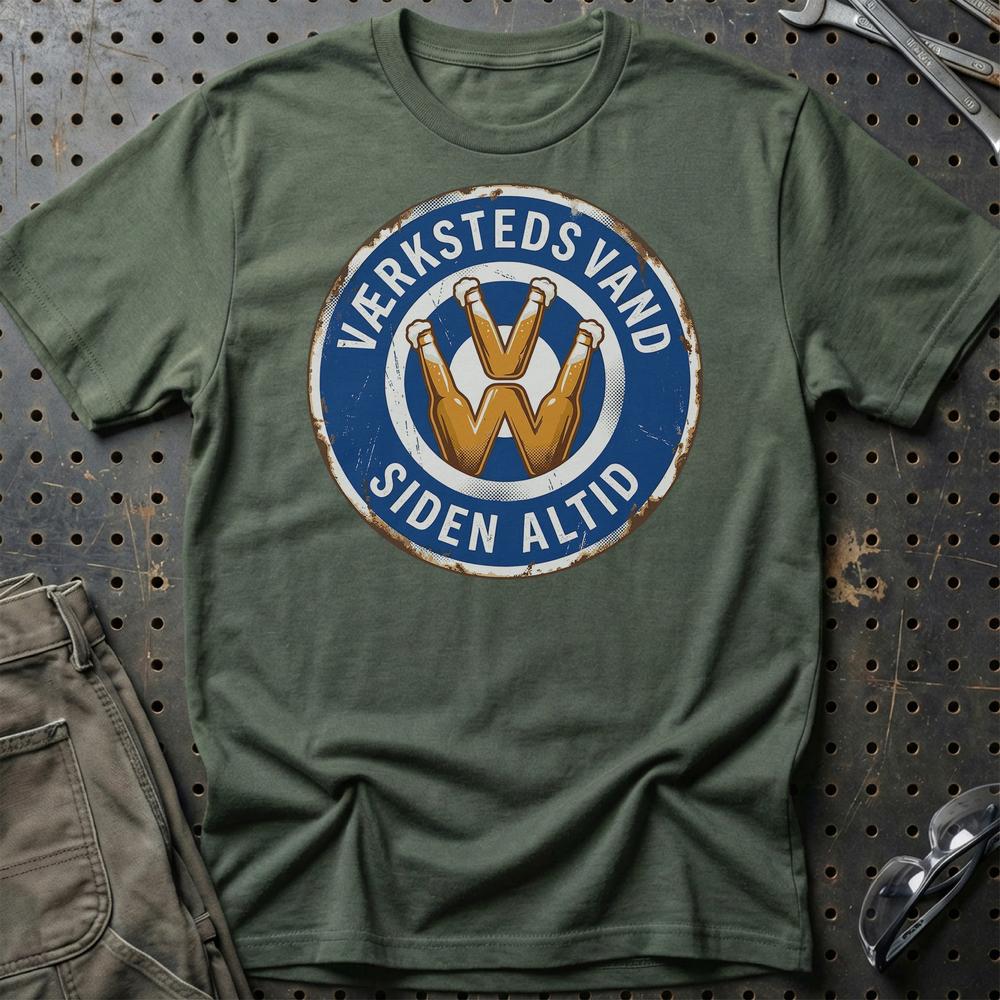 VW Værkstedsvand Siden Altid T-Shirt-Beklædning-VW-Grøn Militær-S-Garage Culture Shop- garage - man cave - merchandise