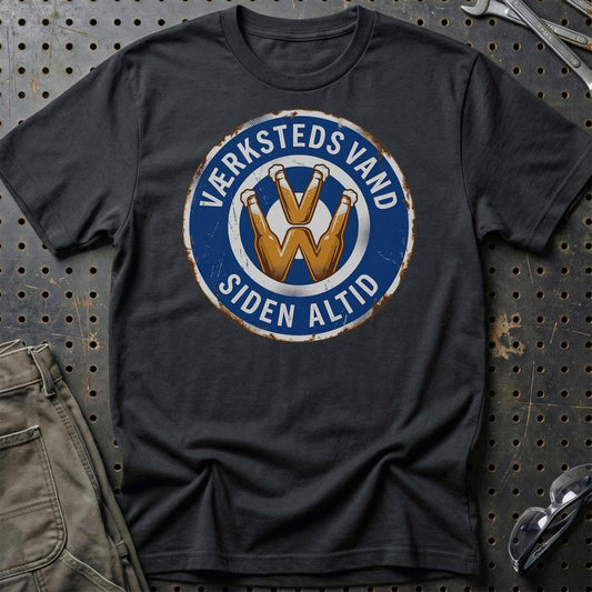 VW Værkstedsvand Siden Altid - Unisex T-Shirt-Beklædning-VW-Sort-S-Garage Culture Shop- garage - man cave - merchandise