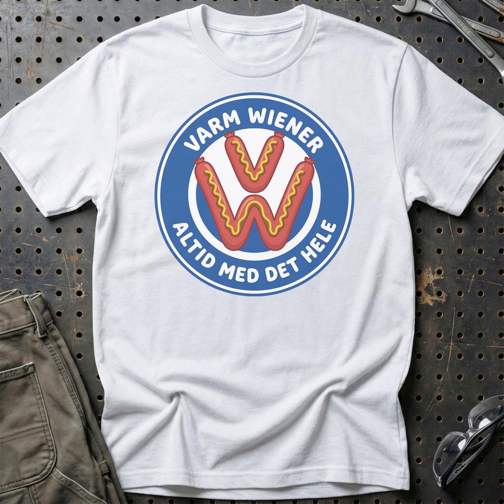 VW Varm Wiener Altid Med Det Hele T-Shirt-Beklædning-VW-Hvid-S-Garage Culture Shop- garage - man cave - merchandise