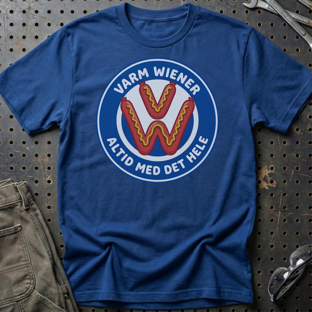 VW Varm Wiener Altid Med Det Hele T-Shirt-Beklædning-VW-Blå Royal-S-Garage Culture Shop- garage - man cave - merchandise