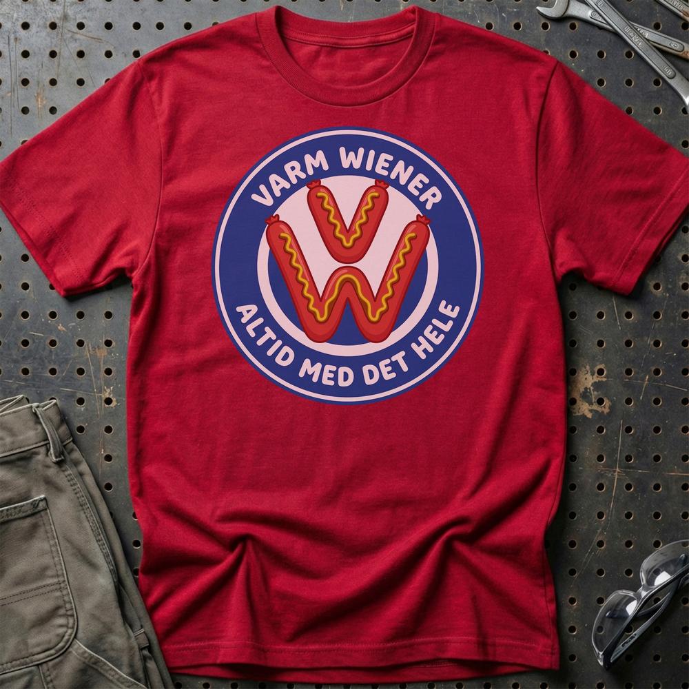 VW Varm Wiener Altid Med Det Hele T-Shirt-Beklædning-VW-Rød-S-Garage Culture Shop- garage - man cave - merchandise