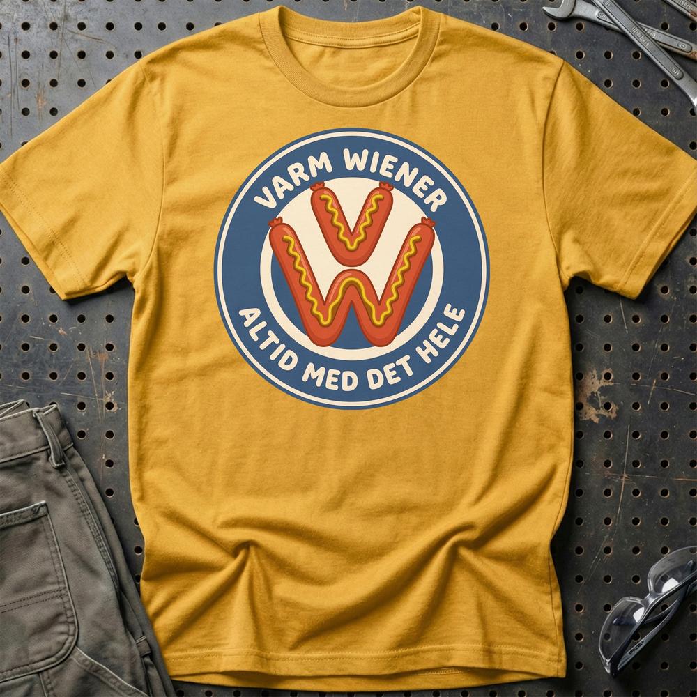 VW Varm Wiener Altid Med Det Hele T-Shirt-Beklædning-VW-Guld-S-Garage Culture Shop- garage - man cave - merchandise