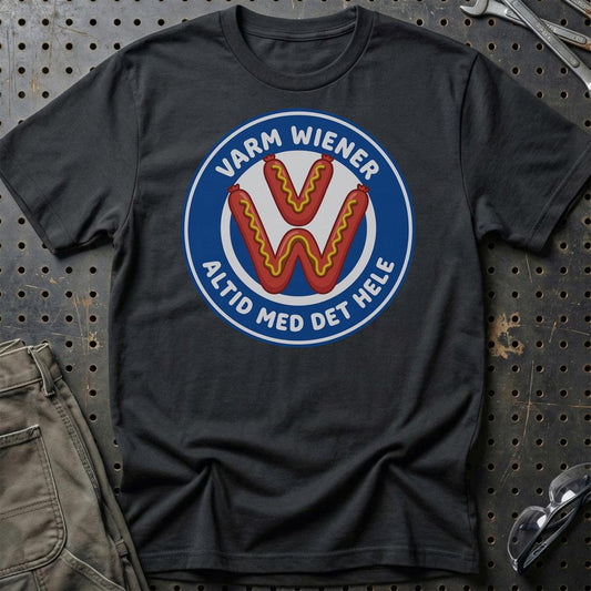 VW Varm Wiener Altid Med Det Hele - Unisex T-Shirt-Beklædning-VW-Sort-S-Garage Culture Shop- garage - man cave - merchandise