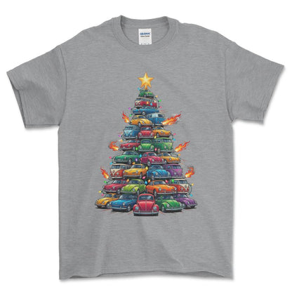 VW Volkswagen Aircooled Juletræ Christmas Tree - Unisex T-Shirt-Beklædning-VW-Grå Sport-S-Forside-Garage Culture Shop- garage - man cave - merchandise