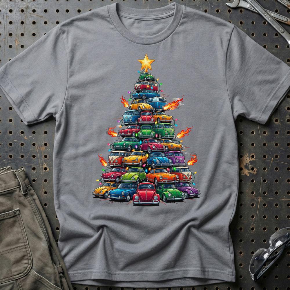 VW Volkswagen Aircooled Juletræ Christmas Tree - Unisex T-Shirt-Beklædning-VW-Grå Sport-S-Garage Culture Shop- garage - man cave - merchandise