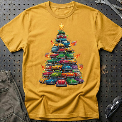 VW Volkswagen Aircooled Juletræ Christmas Tree - Unisex T-Shirt-Beklædning-VW-Guld-S-Garage Culture Shop- garage - man cave - merchandise