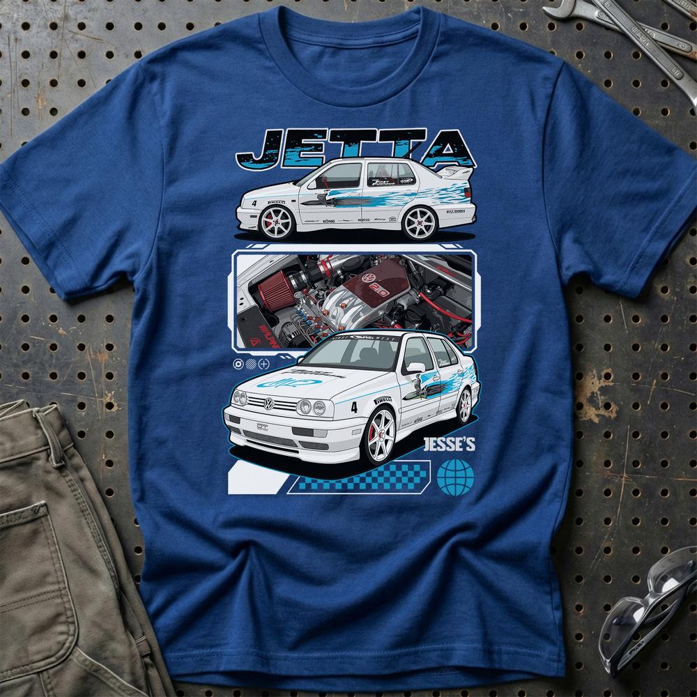 VW Volkswagen Jetta Fast And Furios Cars T-Shirt-Beklædning-VW-Blå Royal-S-Garage Culture Shop- garage - man cave - merchandise